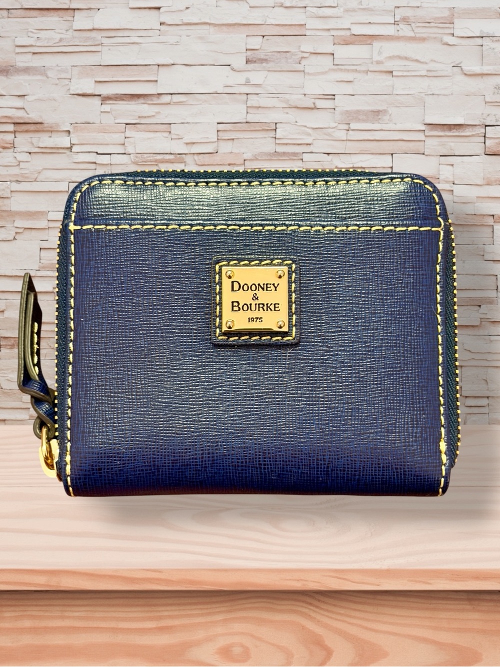 Dooney & Bourke Compact Navy Leather Zip Around Wallet NWOT
